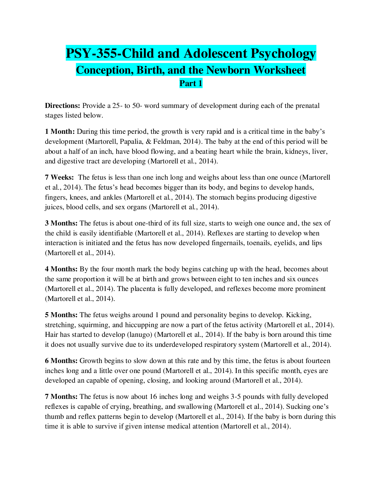 Preview image of PSY 355 Topic 2 Prenatal Development Worksheet document